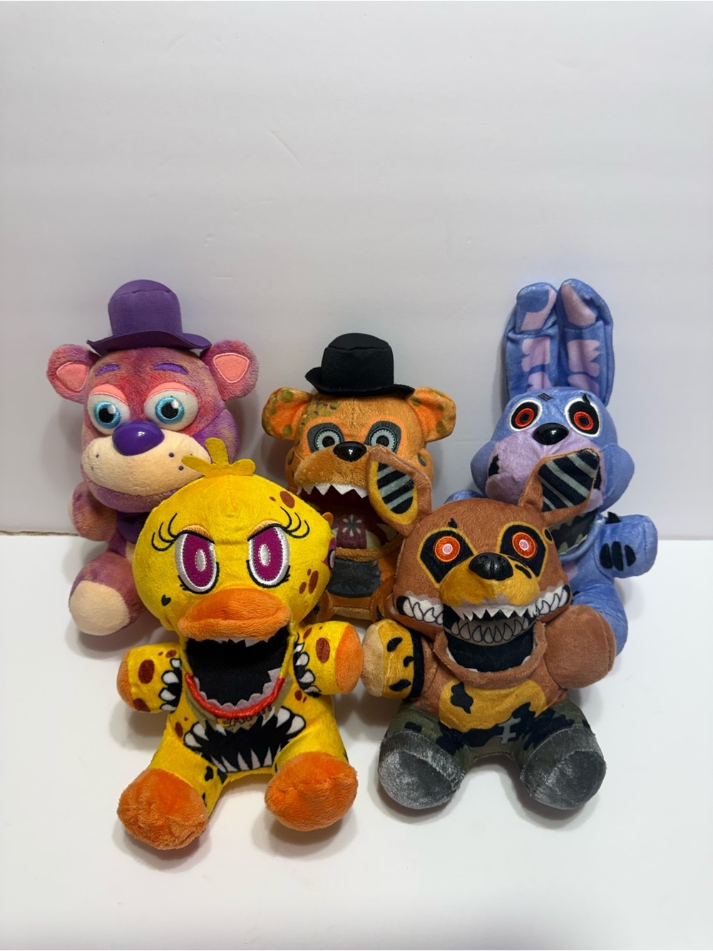 Five Nights at Freddy's Plush Toy Bundle - Yellow, Purple, Orange, Brown, Blue
